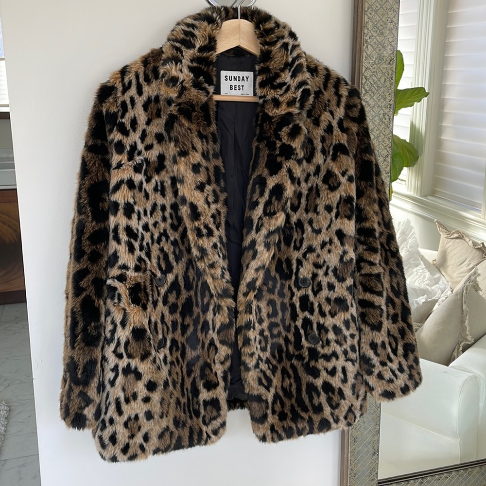 Aritzia Leopard Print Faux Fur Coat